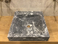Natuursteen marmer black wastafel 45x46x10 cm - afbeelding 2 van  4