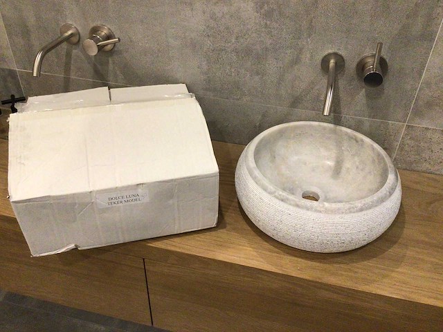 Natuursteen marmer grey waskom 40,6x15 cm - afbeelding 1 van  5