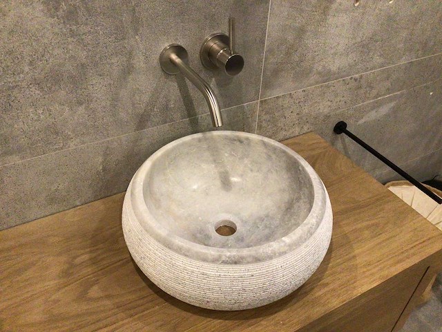 Natuursteen marmer grey waskom 40,6x15 cm - afbeelding 4 van  5