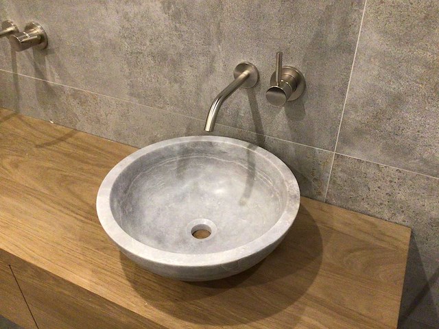 Natuursteen marmer grey waskom 40,6x15 cm - afbeelding 3 van  5