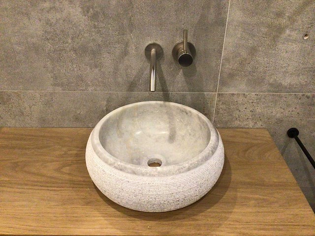 Natuursteen marmer grey waskom 40,6x15 cm - afbeelding 2 van  2