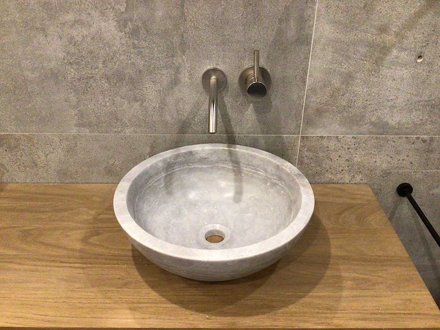 Natuursteen marmer grey waskom 40,6x15 cm - afbeelding 3 van  5