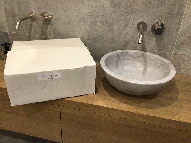 Natuursteen marmer grey waskom 40,6x15 cm - afbeelding 4 van  5