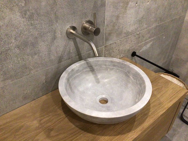 Natuursteen marmer grey waskom 40,6x15 cm - afbeelding 2 van  2