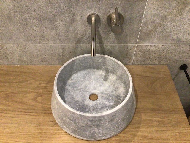 Natuursteen marmer grey waskom 40x15 cm - afbeelding 3 van  5