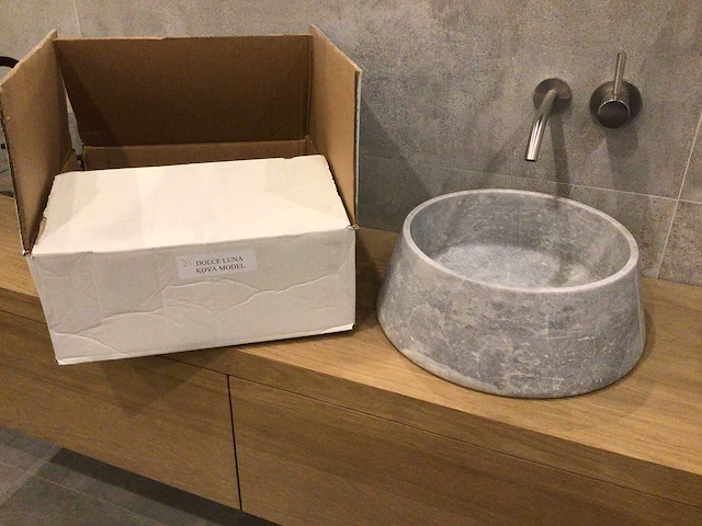 Natuursteen marmer grey waskom 40x15 cm - afbeelding 2 van  5