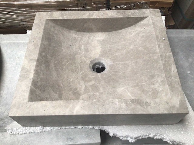 Natuursteen marmer grey wastafel 45x40x10 cm - afbeelding 2 van  4