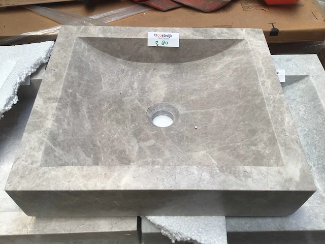 Natuursteen marmer grey wastafel 45x40x10 cm - afbeelding 5 van  5