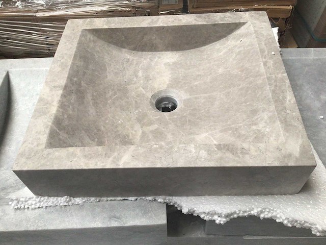 Natuursteen marmer grey wastafel 45x40x10 cm - afbeelding 4 van  5
