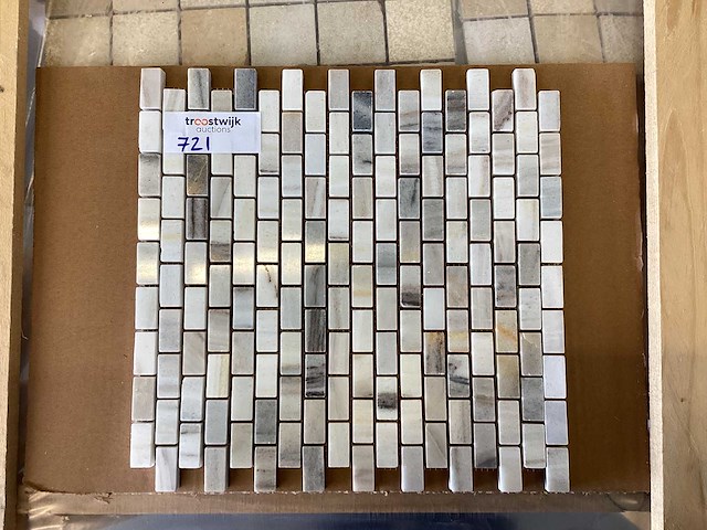 Natuursteen marmer grijs 1,5x3 cm mat mozaïek tegel 10 m² - afbeelding 2 van  8