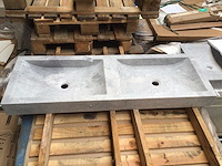 Natuursteen marmer grijs dubbele wastafel 120x40x10 cm - afbeelding 4 van  5