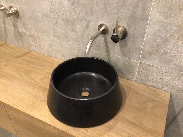 Natuursteen marmer toros black waskom 40x15 cm - afbeelding 2 van  3