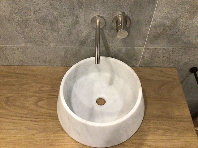 Natuursteen marmer white waskom 40x15 cm - afbeelding 1 van  5