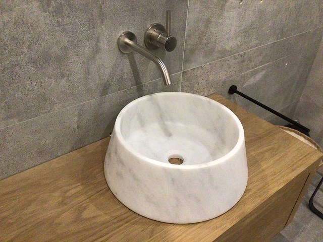 Natuursteen marmer white waskom 40x15 cm - afbeelding 2 van  5