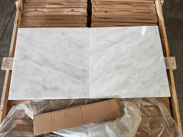 Natuursteen marmer wit/grijs gepolijst 45,7x45,7 cm tegel 106,5 m² - afbeelding 1 van  8