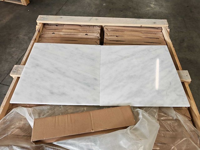 Natuursteen marmer wit/grijs gepolijst 45,7x45,7 cm tegel 106,5 m² - afbeelding 2 van  8