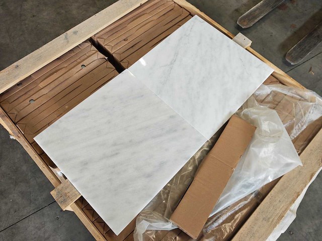 Natuursteen marmer wit/grijs gepolijst 45,7x45,7 cm tegel 106,5 m² - afbeelding 4 van  8