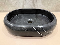 Natuursteen marmer zwart oval waskom 47x34x10 cm - afbeelding 4 van  4