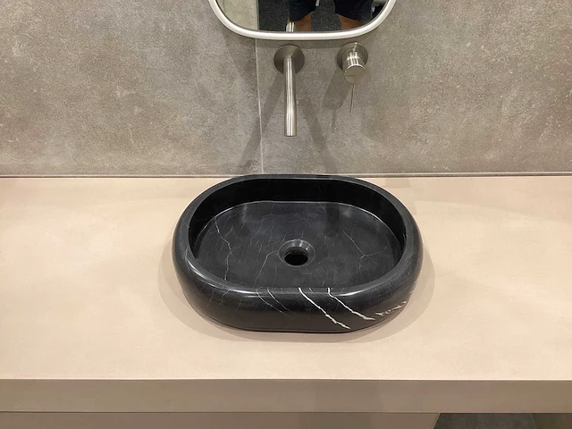 Natuursteen marmer zwart oval waskom 47x34x10 cm - afbeelding 10 van  18