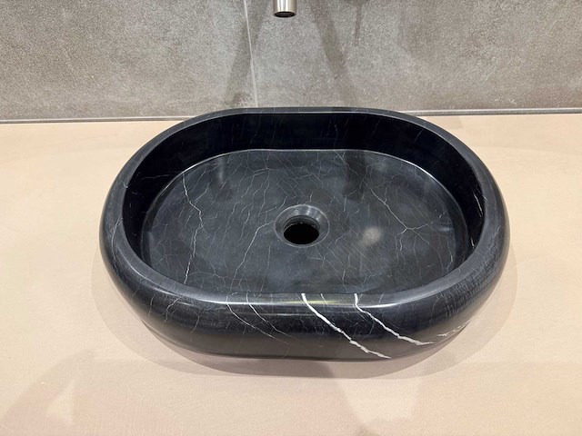 Natuursteen marmer zwart oval waskom 47x34x10 cm - afbeelding 2 van  18