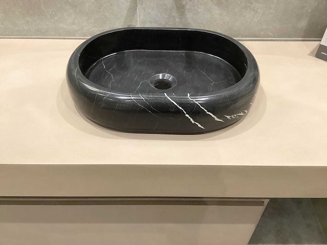 Natuursteen marmer zwart oval waskom 47x34x10 cm - afbeelding 4 van  18