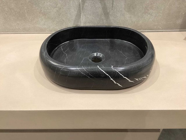 Natuursteen marmer zwart oval waskom 47x34x10 cm - afbeelding 5 van  18