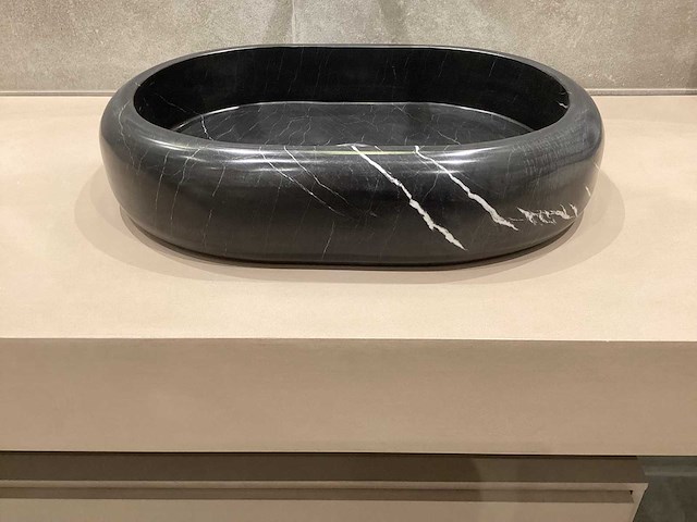 Natuursteen marmer zwart oval waskom 47x34x10 cm - afbeelding 7 van  18
