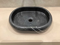 Natuursteen marmer zwart oval waskom 47x34x10 cm - afbeelding 8 van  18