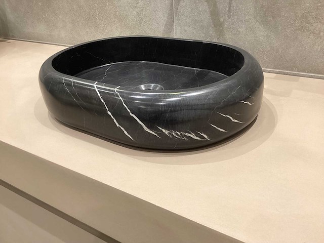 Natuursteen marmer zwart oval waskom 47x34x10 cm - afbeelding 9 van  18