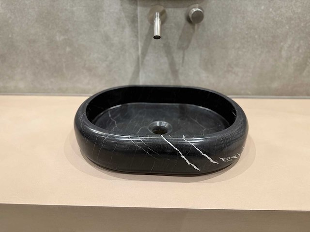 Natuursteen marmer zwart oval waskom 47x34x10 cm - afbeelding 11 van  18