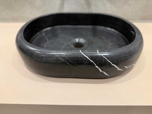 Natuursteen marmer zwart oval waskom 47x34x10 cm - afbeelding 12 van  18