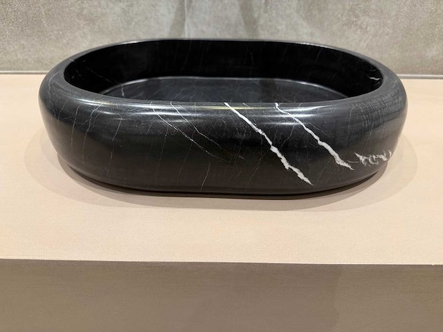 Natuursteen marmer zwart oval waskom 47x34x10 cm - afbeelding 17 van  18