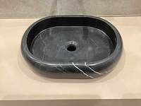 Natuursteen marmer zwart oval waskom 47x34x10 cm - afbeelding 8 van  18