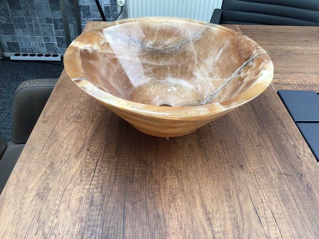 Natuursteen onyx waskom 41x15 cm - afbeelding 5 van  5