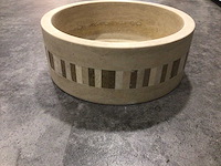 Natuursteen travertin beige silindir waskom 40,6x15 cm - afbeelding 2 van  6