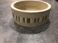 Natuursteen travertin beige silindir waskom 40,6x15 cm - afbeelding 4 van  6