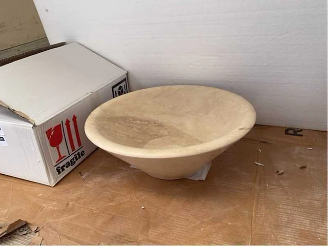 Natuursteen travertin beige waskom 40,6x15 cm - afbeelding 2 van  3