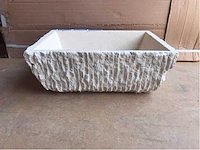 Natuursteen travertin beige waskom 44x32x16 cm - afbeelding 5 van  6