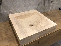 Natuursteen travertin beige wastafel 45x46x10 cm - afbeelding 4 van  4