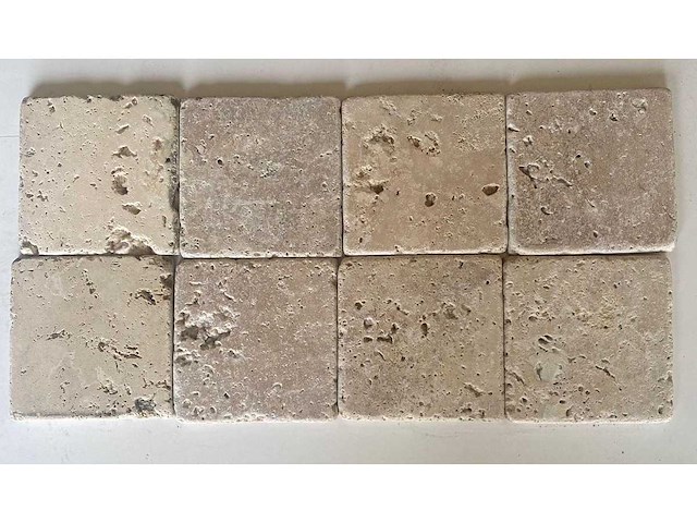 Natuursteen travertin ivory vloertegel 10x10 cm 30 m² - afbeelding 2 van  4