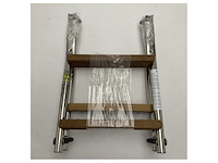 Nautinox 2048/1 3-step stainless steel folding bathing ladder with teak steps - afbeelding 2 van  2