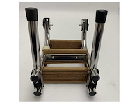 Nautinox stainless steel marine boarding ladder 3-steps foldable with teak steps - 2046 - afbeelding 3 van  5