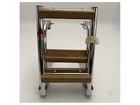 Nautinox stainless steel marine boarding ladder 3-steps foldable with teak steps - 2046 - afbeelding 4 van  5
