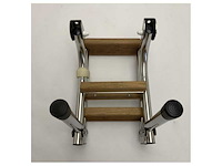 Nautinox stainless steel marine boarding ladder 3-steps foldable with teak steps - 2046 - afbeelding 5 van  5