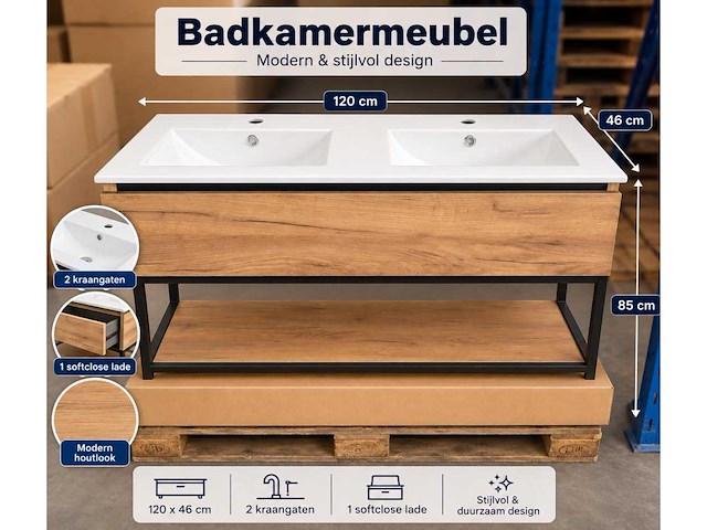 Navarro badmeubel duo 120cm - afbeelding 1 van  7