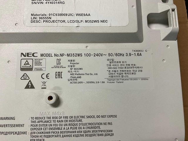 Nec d18 np-m352ws projector - afbeelding 6 van  6