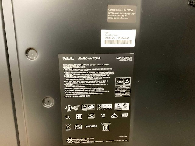 Nec (v4554) 55”, 1920x1080 (fhd) lcd monitor - afbeelding 5 van  7
