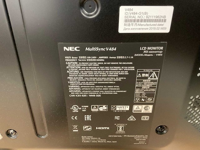 Nec (v484) 48”, 1920x1080 (fhd) lcd monitor - afbeelding 6 van  6