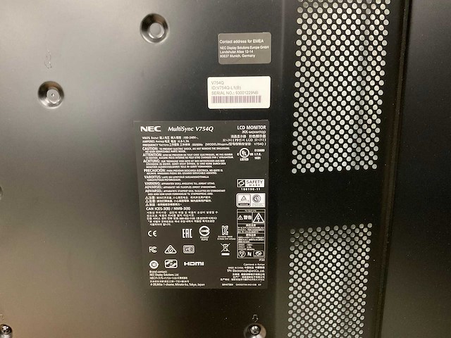 Nec (v754q) 75”, 3840x2160 (uhd) lcd monitor - afbeelding 5 van  7
