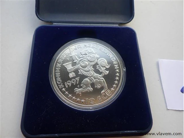 Nederlandse penning in etui 10 ecu 1997 - afbeelding 3 van  4